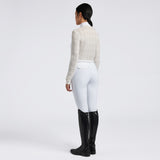 Cavalleria Toscana Damen Turniershirt Sheer Jacquard Jersey Zip weiß/weiß L/S HW24