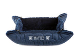 Mattes Hundebett Samt Navy/ Lammfell Navy HW25
