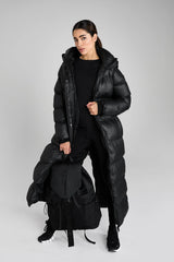 Aztec Diamond Heavy Quilted Long Puffer Black HW25