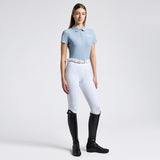 Cavalleria Toscana Damen Shirt S/SJersey Pleated Training Polo hellblau FS25