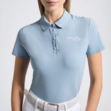 Cavalleria Toscana Damen Shirt S/SJersey Pleated Training Polo hellblau FS25