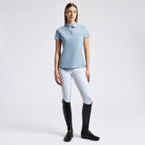 Cavalleria Toscana Damen Shirt S/SJersey Pleated Training Polo hellblau FS25