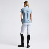 Cavalleria Toscana Damen Shirt S/SJersey Pleated Training Polo hellblau FS25