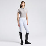 Cavalleria Toscana Damen Shirt S/SJersey Pleated Training Polo hellgrau FS25