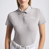Cavalleria Toscana Damen Shirt S/SJersey Pleated Training Polo hellgrau FS25