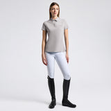 Cavalleria Toscana Damen Shirt S/SJersey Pleated Training Polo hellgrau FS25