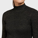 Samshield Damen Rollkragenpullover Lidia Black Gold Lurex HW24