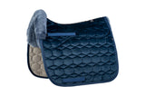 Mattes Schabracke Dressur Samt Navy Lammfell vorne + Sitzbereich HW25