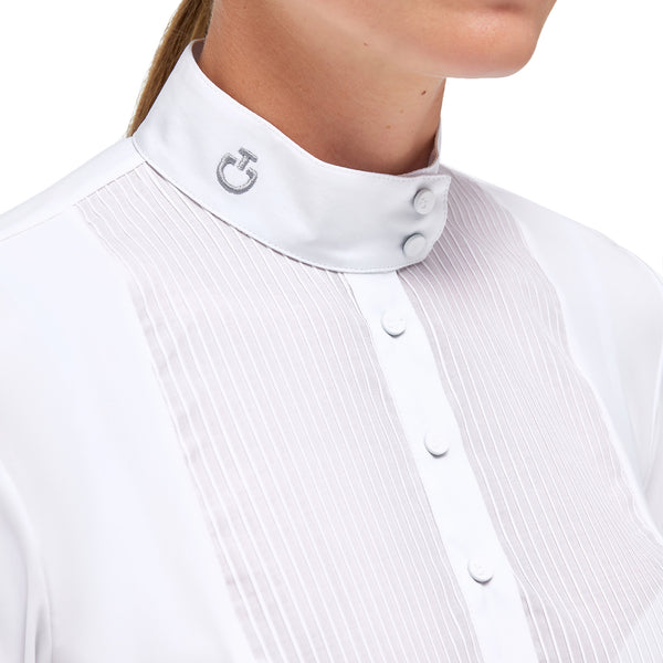 Cavalleria Toscana Damen Turniershirt Langarm Jersey L/S Button white