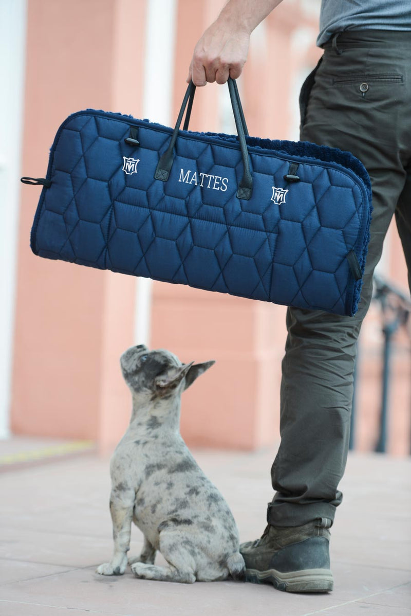 Mattes Hundebett Samt Navy/ Lammfell Navy HW25