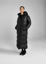 Aztec Diamond Heavy Quilted Long Puffer Black HW25