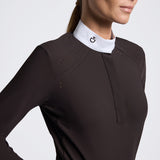 Cavalleria Toscana Damen Turniershirt L/S Perforated Inserts HW26 Cacao