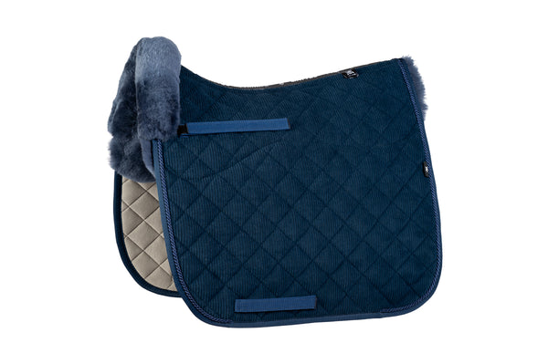 Mattes Schabracke Dressur Cord Navy Lammfell komplett HW25