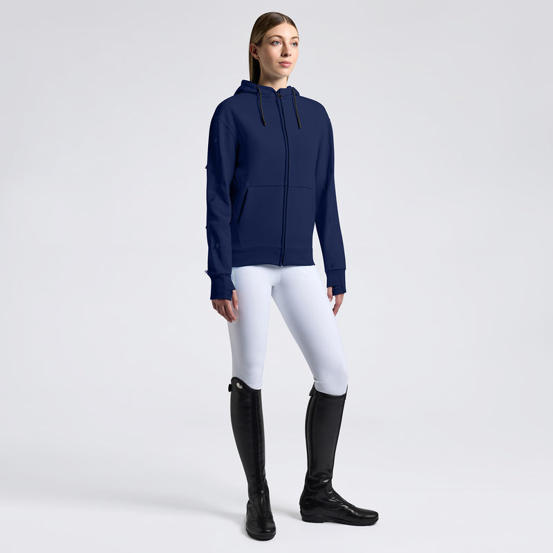 Cavalleria Toscana Damen Pullover Diagonal Zip Hoodie Navy FS25