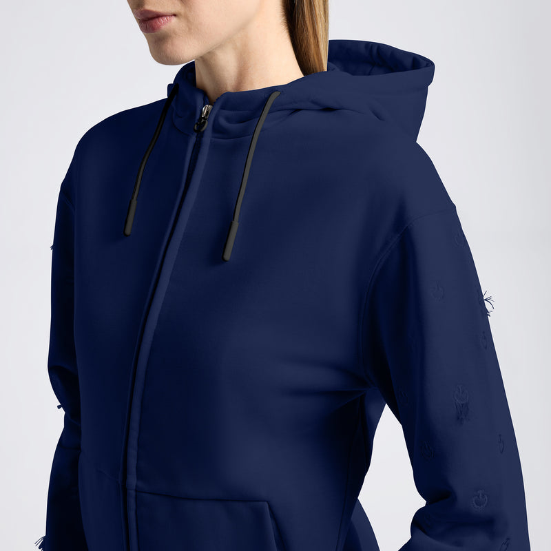 Cavalleria Toscana Damen Pullover Diagonal Zip Hoodie Navy FS25