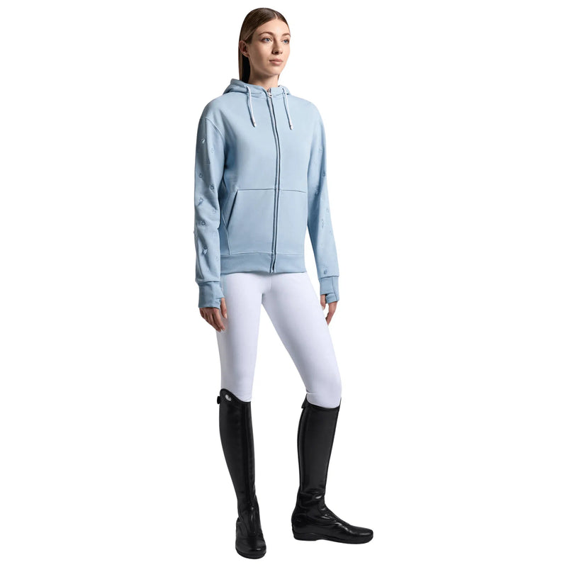 Cavalleria Toscana Damen Pullover Diagonal Zip Hoodie HellblauFS25