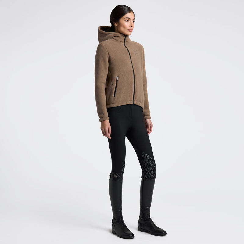 Cavalleria Toscana Damen Fleece Zip Hoodie Beige HW25