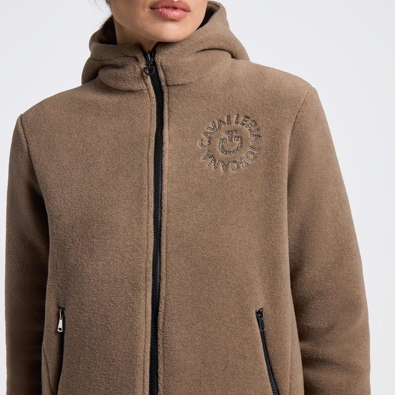 Cavalleria Toscana Damen Fleece Zip Hoodie Beige HW25