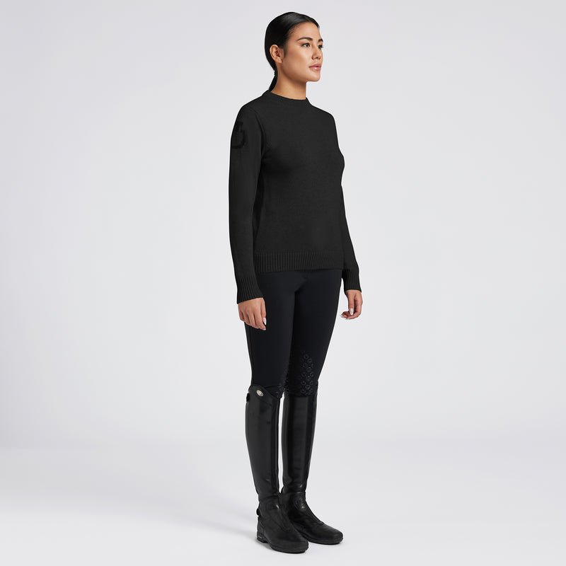 Cavalleria Toscana Damen Pure Wool Crew Neck Sweater Black HW24