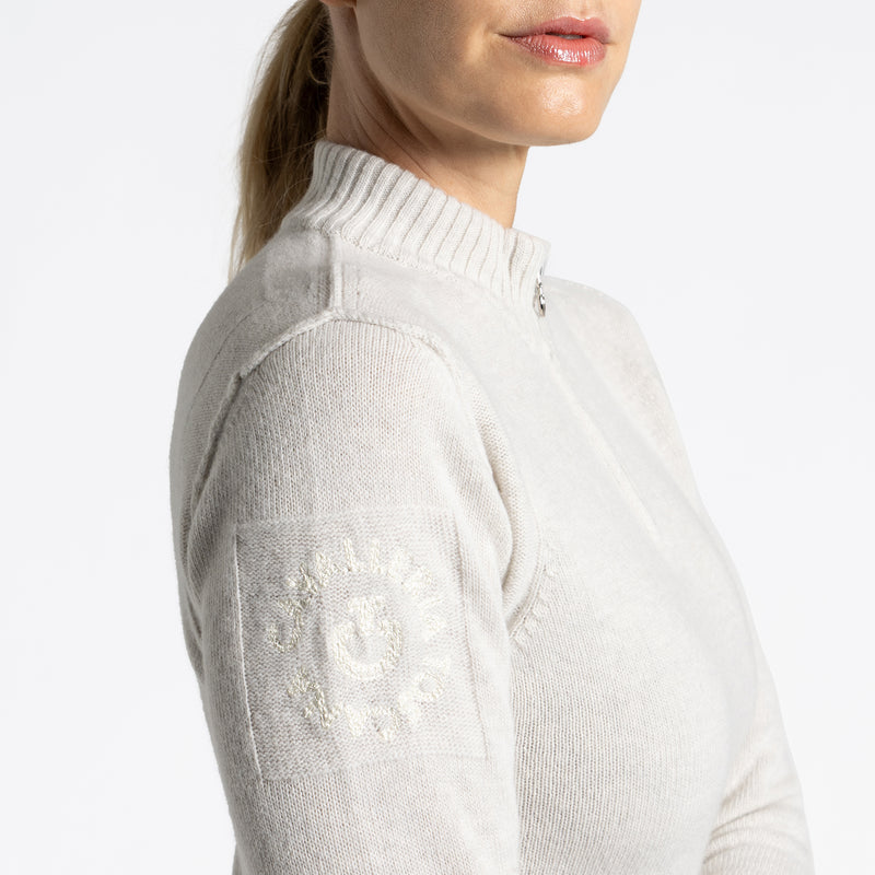 Cavalleria Toscana Damen Sweatshirt Pure Wool Halfzip Turtle Neck Beige HW25
