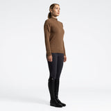 Cavalleria Toscana Damen Sweatshirt Pure Wool Halfzip Turtle Neck Brown HW25