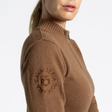 Cavalleria Toscana Damen Sweatshirt Pure Wool Halfzip Turtle Neck Brown HW25