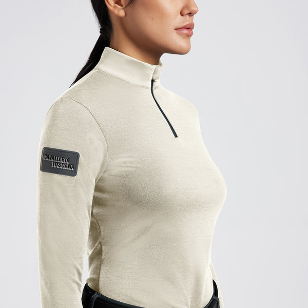 Cavalleria Toscana Damen Tech Wool Half Zip Training Beige HW24