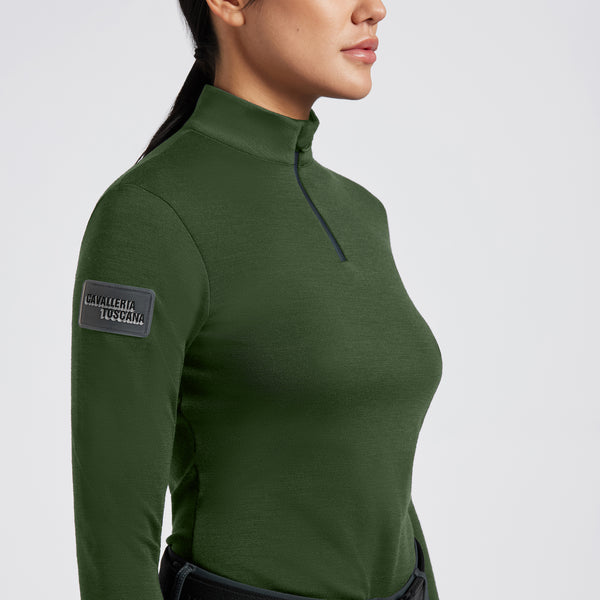 Cavalleria Toscana Damen Tech Wool Half Zip Training grün HW24