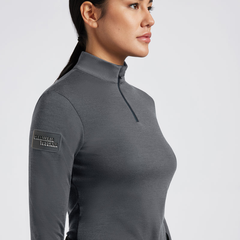 Cavalleria Toscana Damen Tech Wool Half Zip Training grau HW24