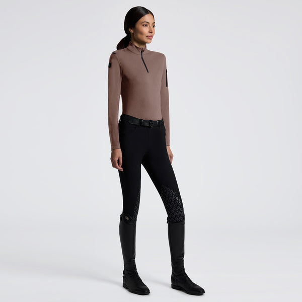 Cavalleria Toscana Jersey Fleece Half zip L/S Turtleneck Damen Marrone HW25