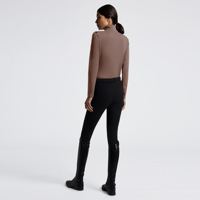 Cavalleria Toscana Jersey Fleece Half zip L/S Turtleneck Damen Marrone HW25