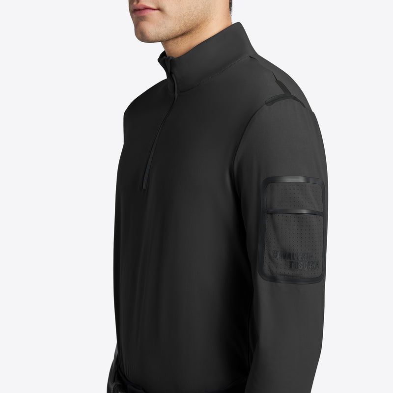 Cavalleria Toscana Herrenshirt Jersey Half Zip Black HW24