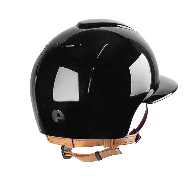Reithelm KEP Cromo Smart Polo Black Glossy mit beigem Kinnriemen