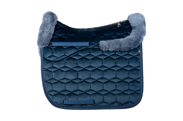 Mattes Schabracke Dressur Samt Navy Lammfell komplett HW25